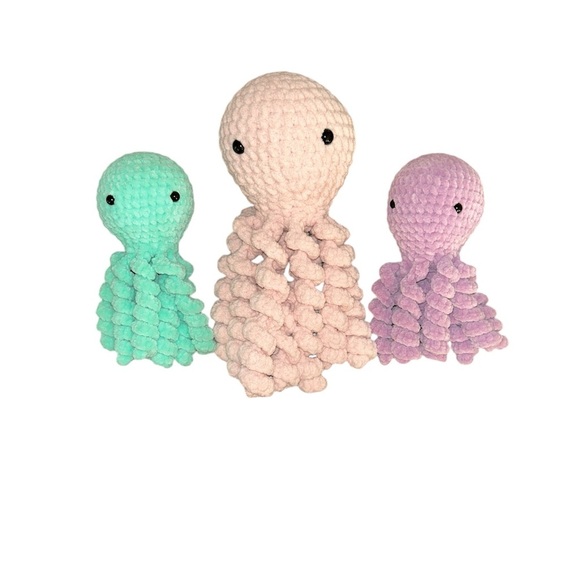 3 Handmade Crochet Octopus Plush - Picture 2 of 3